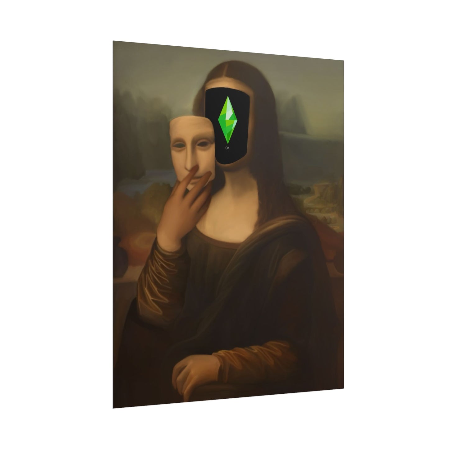 Poster Print | Satire Mona Lisa featuring Sims Plumbob