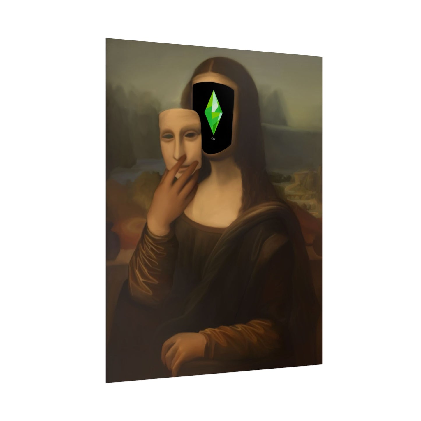 Poster Print | Satire Mona Lisa featuring Sims Plumbob