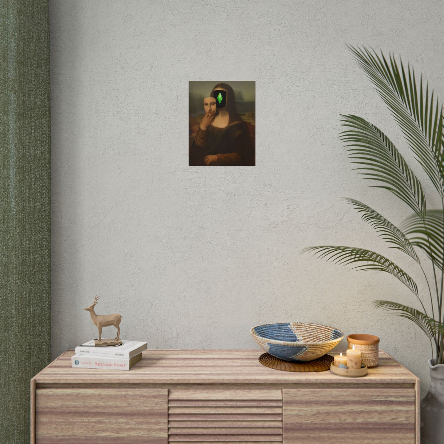 Poster Print | Satire Mona Lisa featuring Sims Plumbob