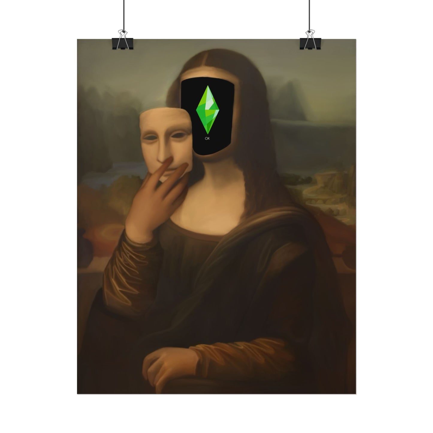 Poster Print | Satire Mona Lisa featuring Sims Plumbob