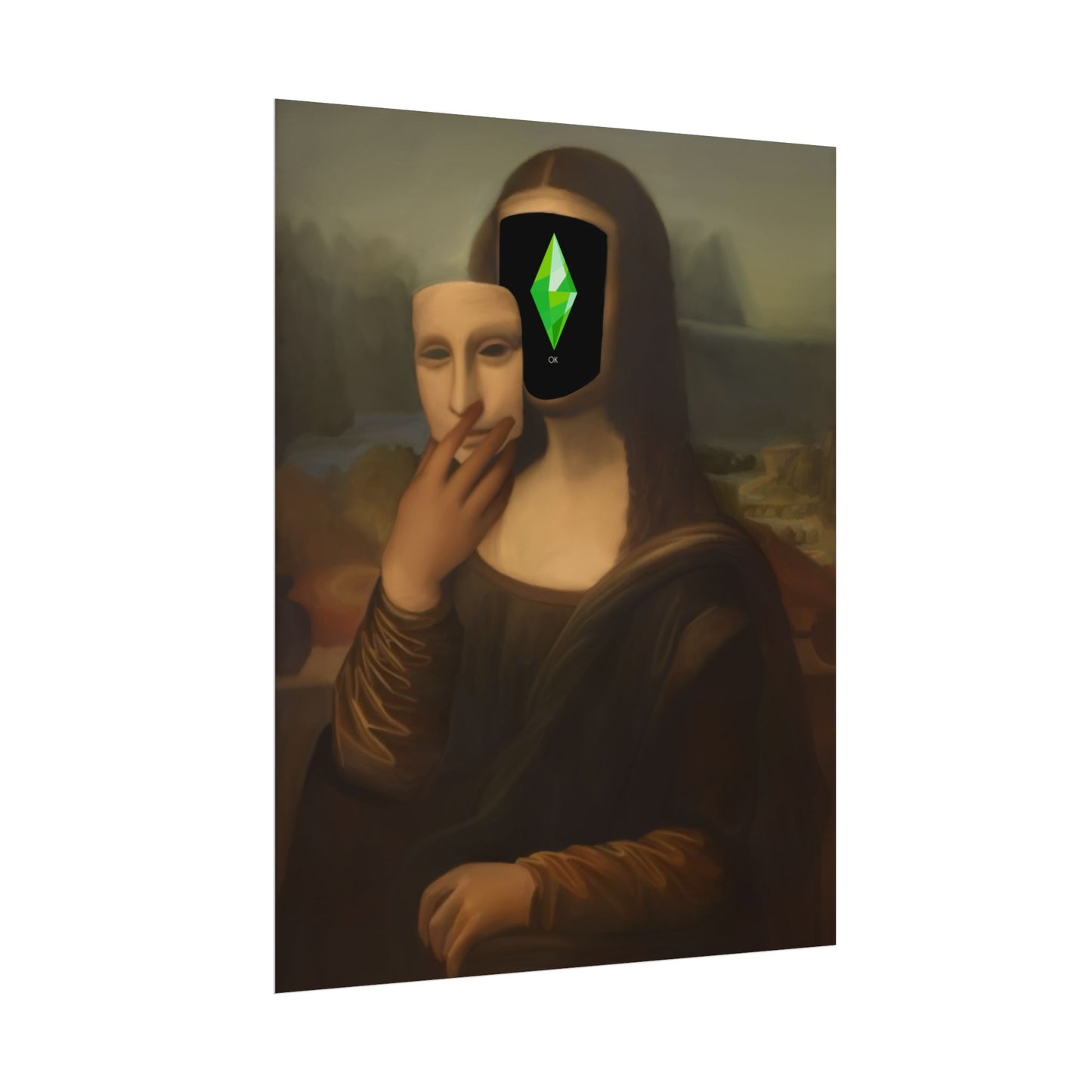 Poster Print | Satire Mona Lisa featuring Sims Plumbob